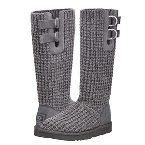 UGG Classic Solene Tall Cardy Knit Boot Gray Size 8